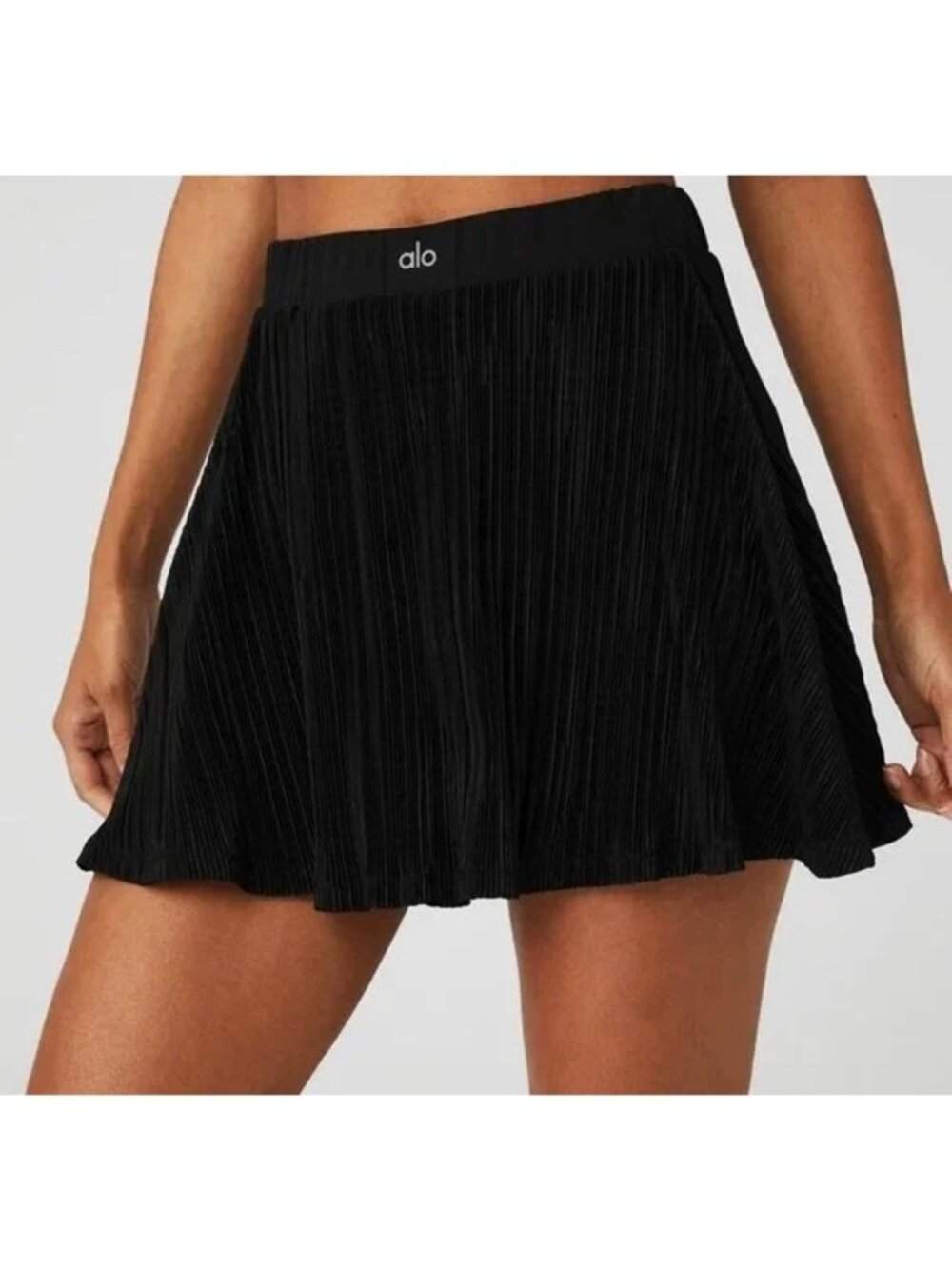 Alo Micro Plisse Tennis Skirt High-Rise Waist Waisted Crinkled Pleated Skort M